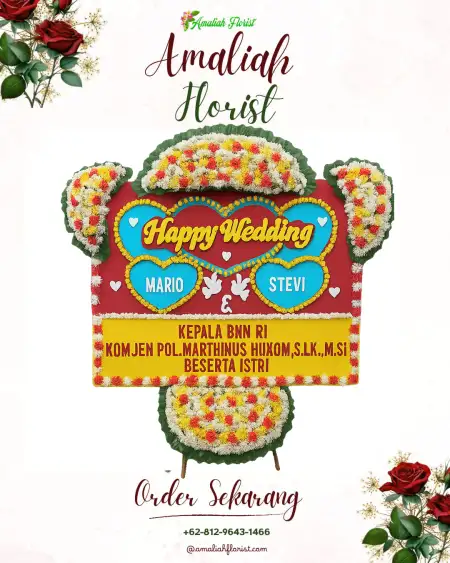 Papan Bunga Pernikahan Bambu Apus